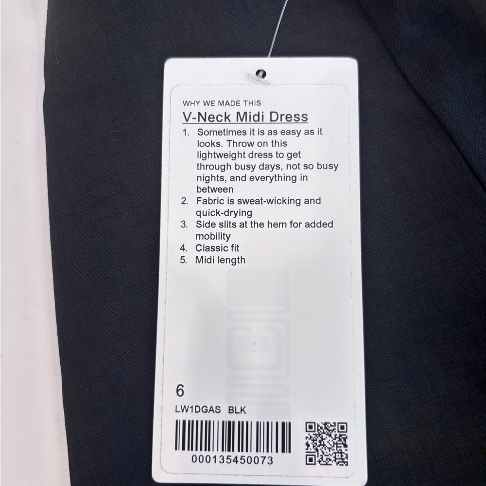 Lululemon V-Neck Midi Dress 6 Black NWT - Picture 6 of 7